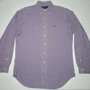 Ralph Lauren Mens Purple and White Long Sleeve Button Up Shirt Size Large 16